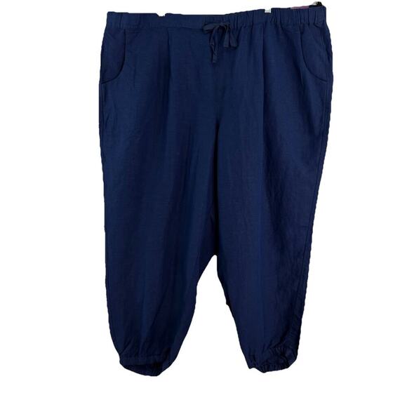 Lane Bryant Women’s Size 26/28 Navy Blue Linen Blend Joggers NWT‎ Comfort Casual - Picture 1 of 7